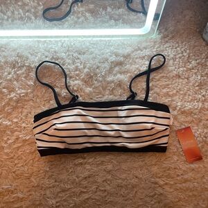 Black and White Striped Bikini Top